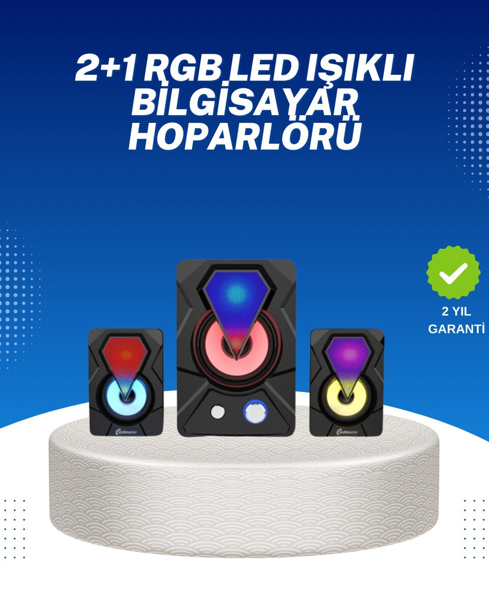 RGB Işıklı USB Hoparlör Seti 9W Çıkış Gücü Derin Bas 1 RGB Işıklı USB Hoparlör Seti 9W Çıkış Gücü Derin Bas