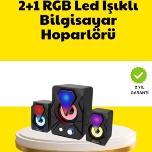 2.1 USB Bağlantılı Oyun Hoparlörü Renkli LED Işıklı