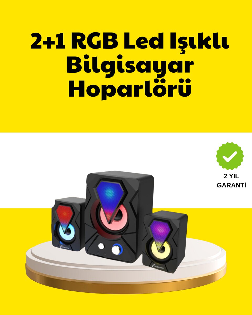 2.1 USB Bağlantılı Oyun Hoparlörü Renkli LED Işıklı 1 2.1 USB Bağlantılı Oyun Hoparlörü Renkli LED Işıklı