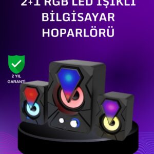 Haydiburaya 15 USB Bağlantılı RGB 2.1 Hoparlör Seti Derin Bas ve Renkli Işık