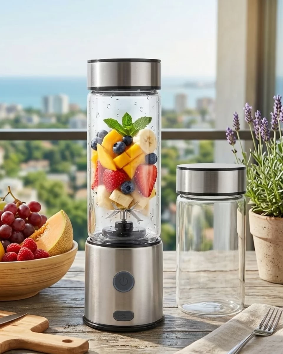 Çift Cam Hazneli Blender 16500 RPM Buz Kırıcı Taşınabilir Blender 1 Çift Cam Hazneli Blender 16500 RPM Buz Kırıcı Taşınabilir Blender