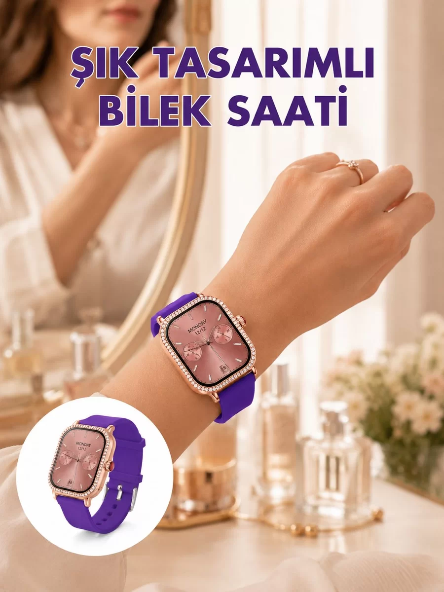 Uzaktan Kamera Kontrollü Kadın Akıllı Saat Seti 1 Uzaktan Kamera Kontrollü Kadın Akıllı Saat Seti