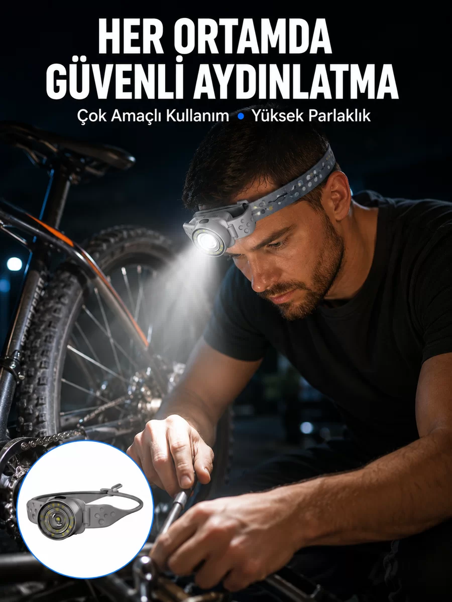 Ayarlanabilir Baş Bantlı LED Kafa Lambası Çok Amaçlı Aydınlatma Çözümü 1 Ayarlanabilir Baş Bantlı LED Kafa Lambası Çok Amaçlı Aydınlatma Çözümü