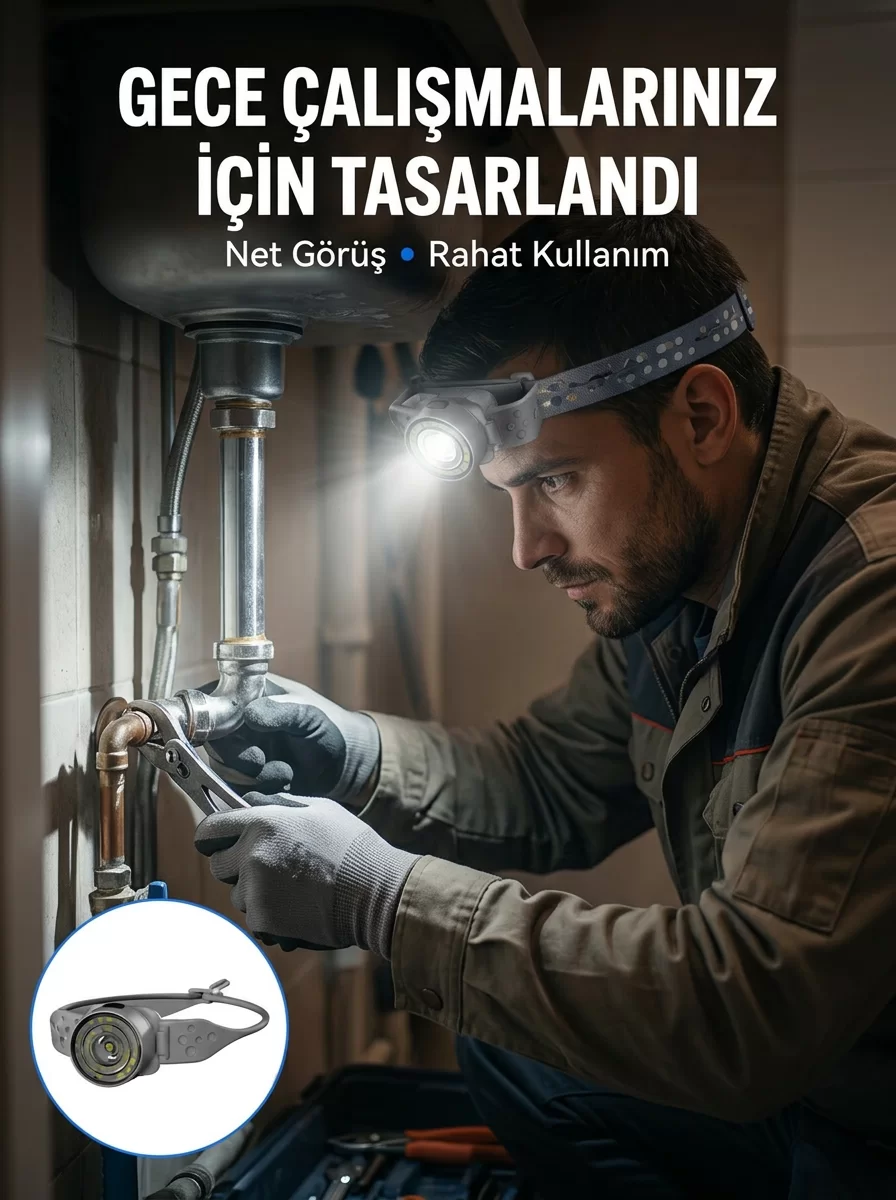 Yüksek Parlaklıklı LED Kafa Feneri Gece Çalışmaları İçin Yüksek Parlaklıklı 1 Yüksek Parlaklıklı LED Kafa Feneri Gece Çalışmaları İçin Yüksek Parlaklıklı
