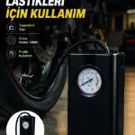 Araç Lastik Şişirme Pompası Taşınabilir Analog Basınç Göstergeli Hava Kompresörü