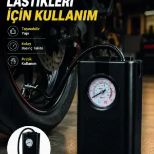 Araç Lastik Şişirme Pompası Taşınabilir Analog Basınç Göstergeli Hava Kompresörü