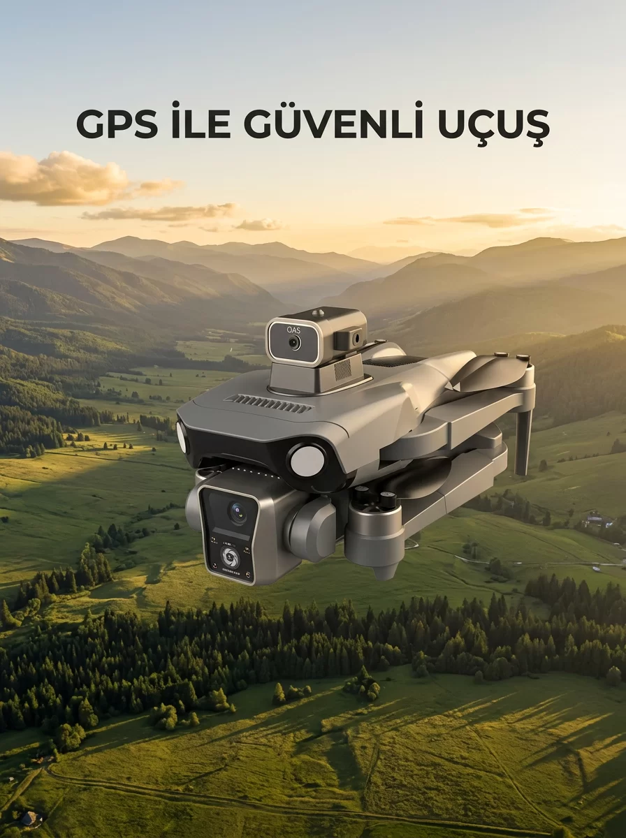 Ekranlı Kumandalı GPS Drone Çift Kameralı Katlanabilir Hava Aracı 1 Ekranlı Kumandalı GPS Drone Çift Kameralı Katlanabilir Hava Aracı