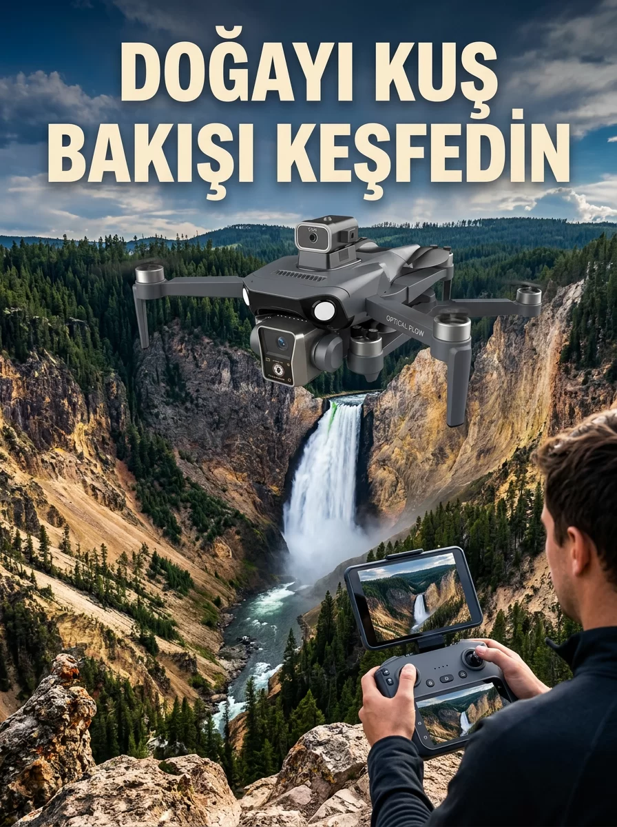 GPS Konumlandırmalı Çift Kameralı Drone Canlı Görüntü Aktarımlı 1 GPS Konumlandırmalı Çift Kameralı Drone Canlı Görüntü Aktarımlı