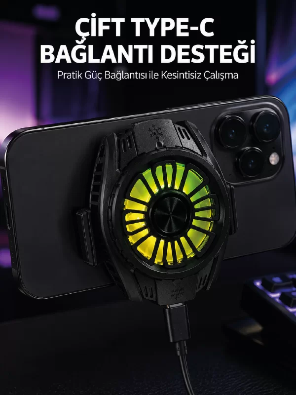 Manyetik Bağlantılı Çift Type-C Girişli Telefon Soğutucu 1 Manyetik Bağlantılı Çift Type-C Girişli Telefon Soğutucu