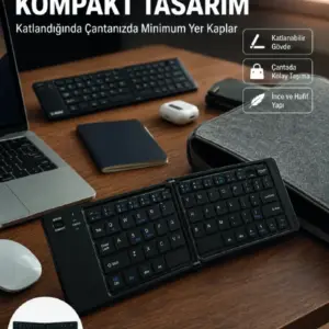 Kablosuz Katlanabilir Bluetooth Klavye Telefon Tablet Bilgisayar Uyumlu