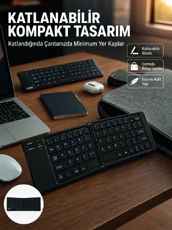Kablosuz Katlanabilir Bluetooth Klavye Telefon Tablet Bilgisayar Uyumlu 1 Kablosuz Katlanabilir Bluetooth Klavye Telefon Tablet Bilgisayar Uyumlu