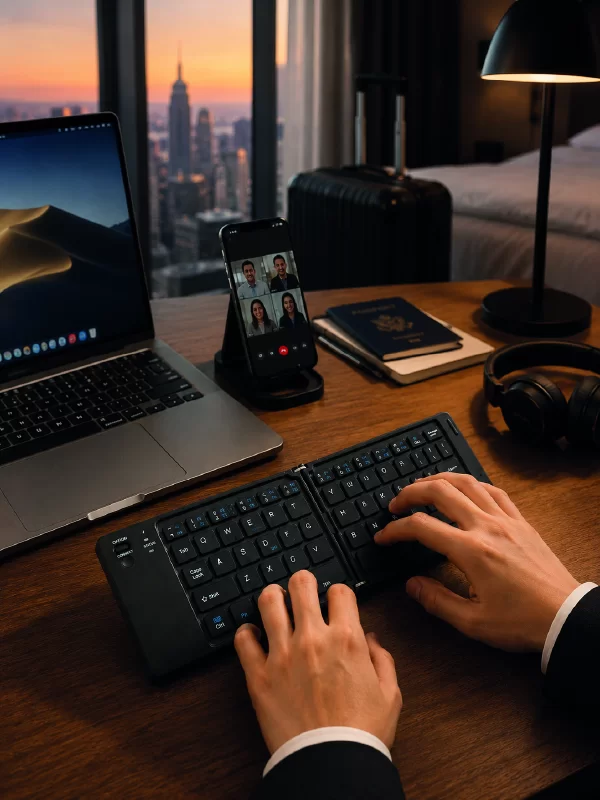 Bluetooth Katlanabilir Klavye USB-C Şarjlı 3 Cihaz Bağlantılı Taşınabilir Klavye 3 Bluetooth Katlanabilir Klavye USB-C Şarjlı 3 Cihaz Bağlantılı Taşınabilir Klavye - Görsel 3