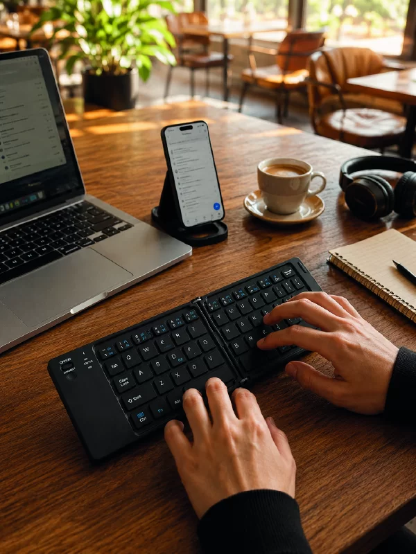 Bluetooth Katlanabilir Klavye USB-C Şarjlı 3 Cihaz Bağlantılı Taşınabilir Klavye 4 Bluetooth Katlanabilir Klavye USB-C Şarjlı 3 Cihaz Bağlantılı Taşınabilir Klavye - Görsel 4