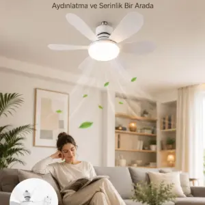 Yüksek Aydınlatma Performansına Sahip LED Tavan Fanı Sessiz Çalışma Güçlü Esinti ve Uzaktan Kumanda Kontrolü