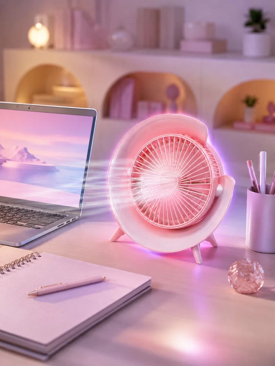 RGB Işıklı 3 Kademeli USB Şarjlı Masaüstü Vantilatör 4 RGB Işıklı 3 Kademeli USB Şarjlı Masaüstü Vantilatör - Görsel 4