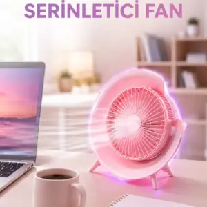 Haydiburaya 79 RGB Işıklı 3 Kademeli USB Şarjlı Masaüstü Vantilatör