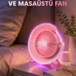 Gece Lambalı Renk Değiştiren Masaüstü Fan