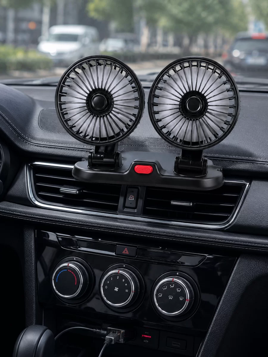 Çift Başlıklı Araç İçi USB Vantilatör Soğutucu Fan 2 Çift Başlıklı Araç İçi USB Vantilatör Soğutucu Fan - Görsel 2