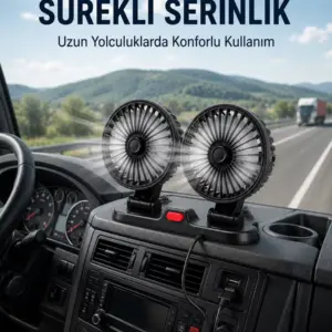 Çift Başlıklı Araç İçi USB Vantilatör Soğutucu Fan