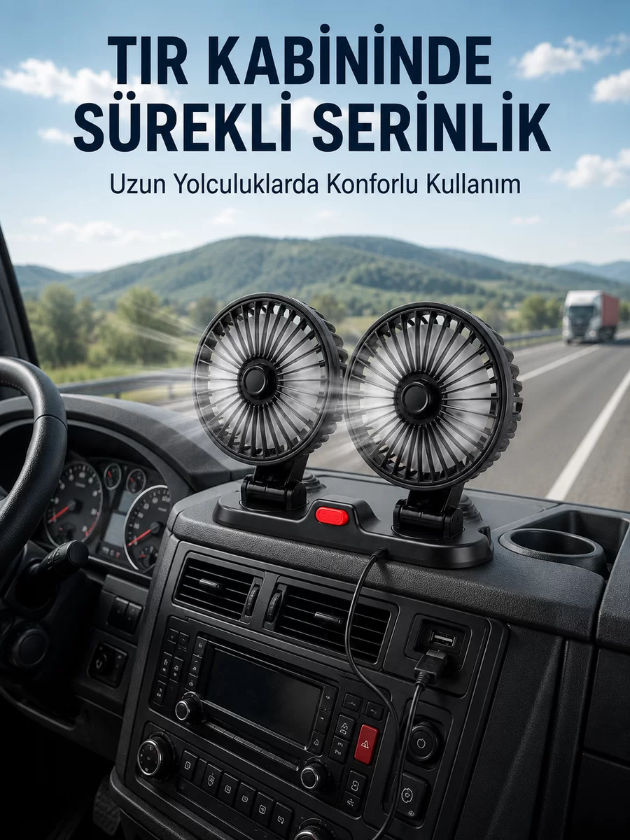 Çift Başlıklı Araç İçi USB Vantilatör Soğutucu Fan 1 Çift Başlıklı Araç İçi USB Vantilatör Soğutucu Fan