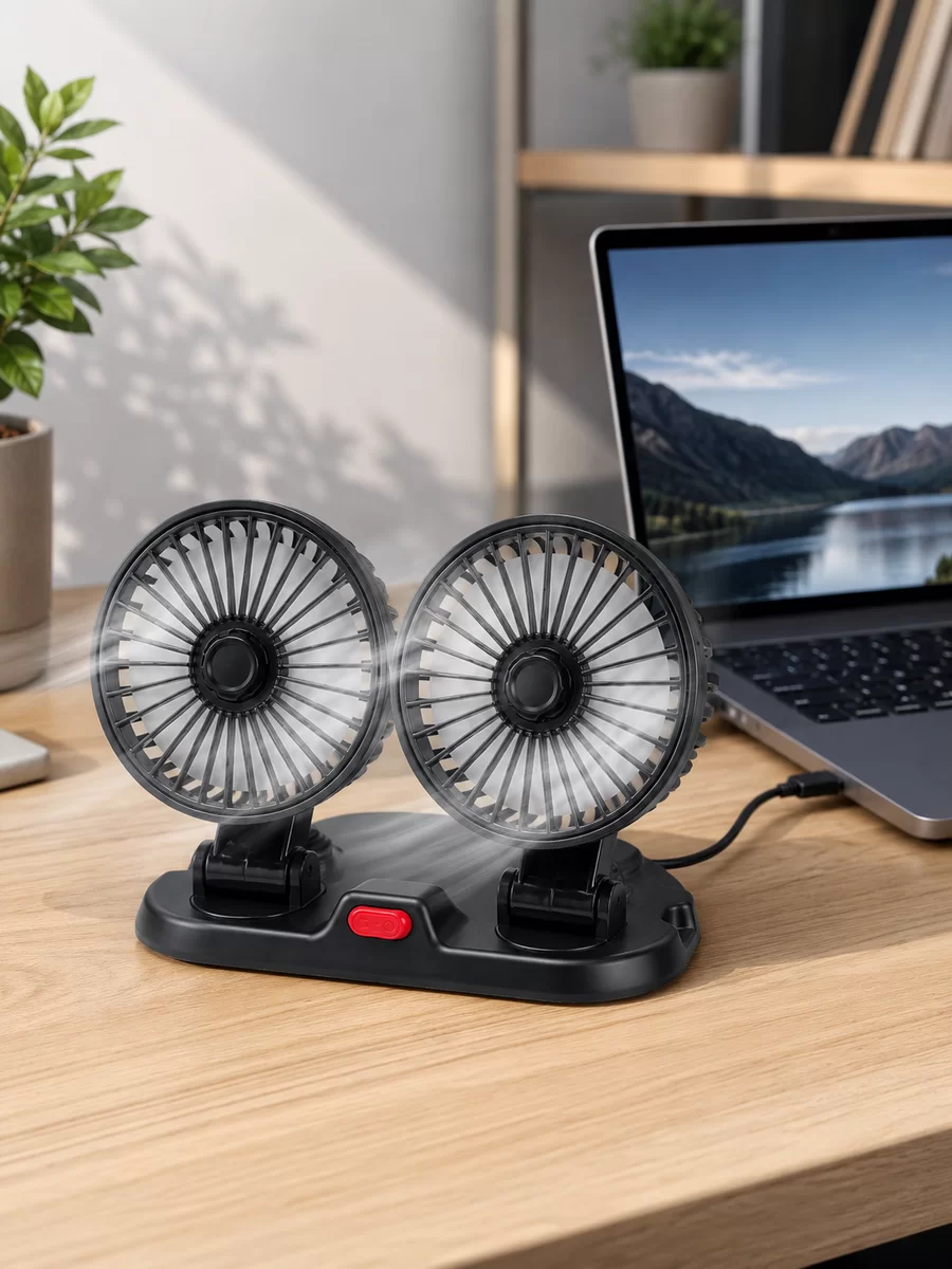 USB Bağlantılı Çift Başlıklı Araç İçi Soğutma Vantilatörü 3 USB Bağlantılı Çift Başlıklı Araç İçi Soğutma Vantilatörü - Görsel 3