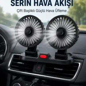 Ayarlanabilir Çift Başlıklı Sessiz Araç İçi Vantilatör