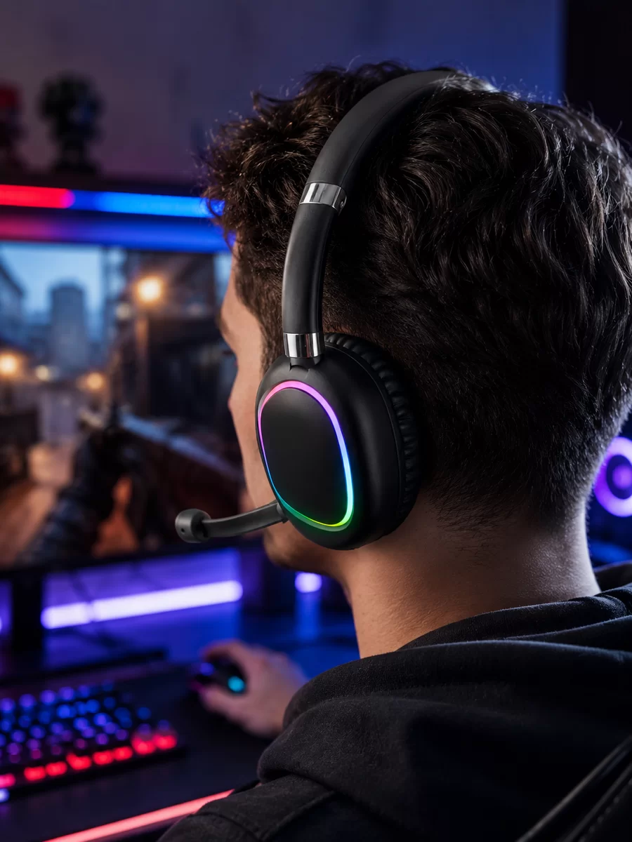 RGB Işıklı Bluetooth Mikrofonlu Kulaklık Uzun Süreli Kullanım Type-C Şarjlı 3 RGB Işıklı Bluetooth Mikrofonlu Kulaklık Uzun Süreli Kullanım Type-C Şarjlı - Görsel 3