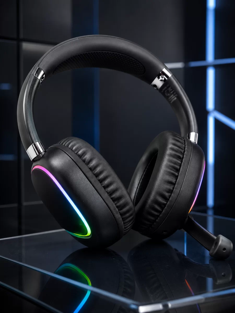 Bluetooth 5.0 Kablosuz Kulak Üstü Kulaklık Mikrofonlu RGB Aydınlatmalı 2 Bluetooth 5.0 Kablosuz Kulak Üstü Kulaklık Mikrofonlu RGB Aydınlatmalı - Görsel 2