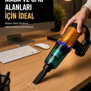 Kablosuz Araç Süpürgesi Yıkanabilir Filtreli Taşınabilir El Tipi Süpürge