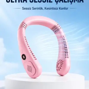 Haydiburaya 80 Pembe Şarjlı Boyun Fanı 5 Kademeli Hız Ayarlı Taşınabilir Boyun Tipi Fan