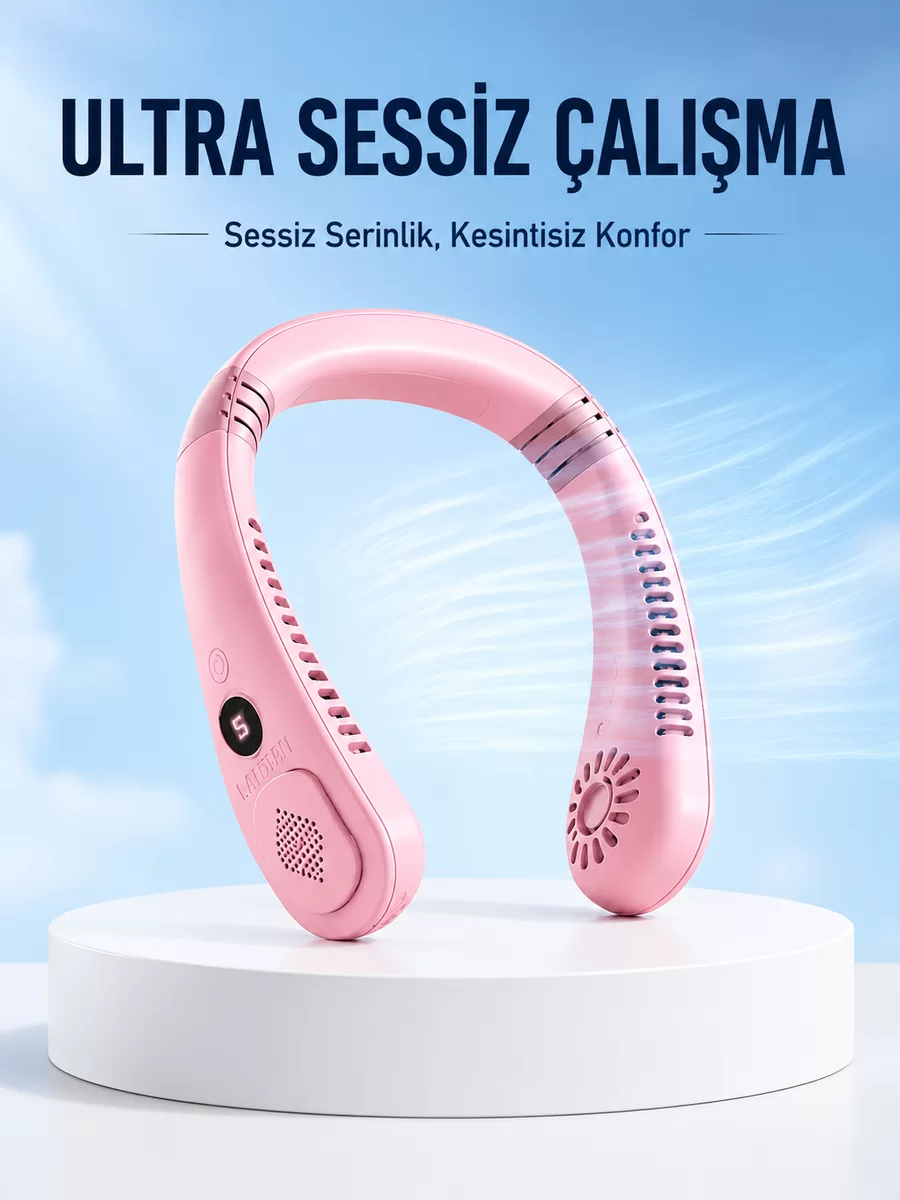 Pembe Şarjlı Boyun Fanı 5 Kademeli Hız Ayarlı Taşınabilir Boyun Tipi Fan 1 Pembe Şarjlı Boyun Fanı 5 Kademeli Hız Ayarlı Taşınabilir Boyun Tipi Fan