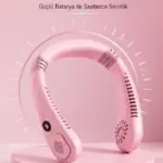 Pembe Boyun Fanı Sessiz Çalışan USB Şarjlı Taşınabilir Kişisel Serinletici