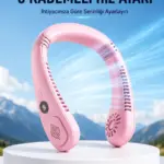 Pembe Taşınabilir Boyun Fanı Ergonomik Tasarım Çok Kademeli Hava Akışı