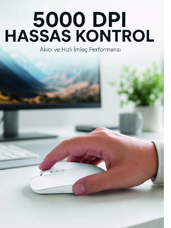Kablosuz Bluetooth Oyuncu Mouse Sessiz Tıklama Ergonomik Wireless Fare 1 Kablosuz Bluetooth Oyuncu Mouse Sessiz Tıklama Ergonomik Wireless Fare