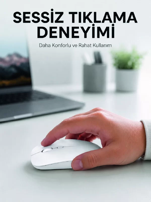 Şarjlı Wireless Mouse Bluetooth Çift Modlu Sessiz Yüksek Hassasiyetli Fare 1 Şarjlı Wireless Mouse Bluetooth Çift Modlu Sessiz Yüksek Hassasiyetli Fare