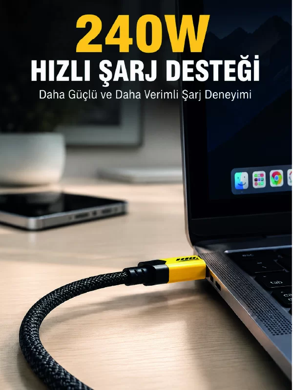 240W 3'ü 1 Arada Hızlı Şarj Kablosu USB Type-C Lightning Micro USB 1 240W 3'ü 1 Arada Hızlı Şarj Kablosu USB Type-C Lightning Micro USB