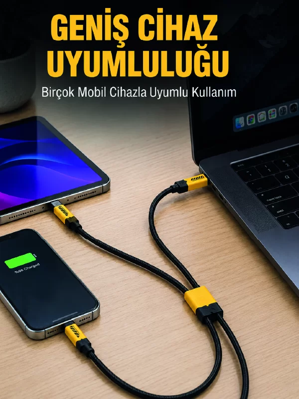 240W Çoklu Şarj Kablosu Type-C Lightning Micro USB Örgü Kablo 1 240W Çoklu Şarj Kablosu Type-C Lightning Micro USB Örgü Kablo