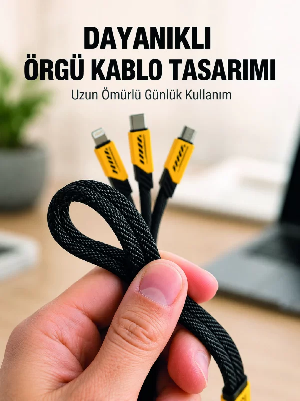 USB 3'ü 1 Arada Şarj Kablosu 240W PD Destekli Çoklu Şarj Kablosu 1 USB 3'ü 1 Arada Şarj Kablosu 240W PD Destekli Çoklu Şarj Kablosu