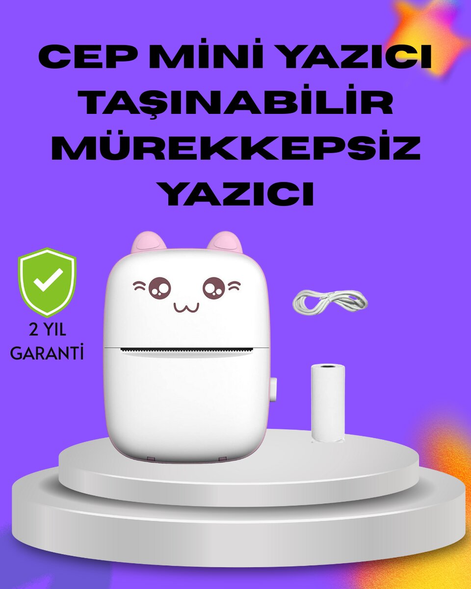 Kablosuz Mini Cep Yazıcısı Bluetooth Destekli 1200mAh Bataryalı 1 Kablosuz Mini Cep Yazıcısı Bluetooth Destekli 1200mAh Bataryalı