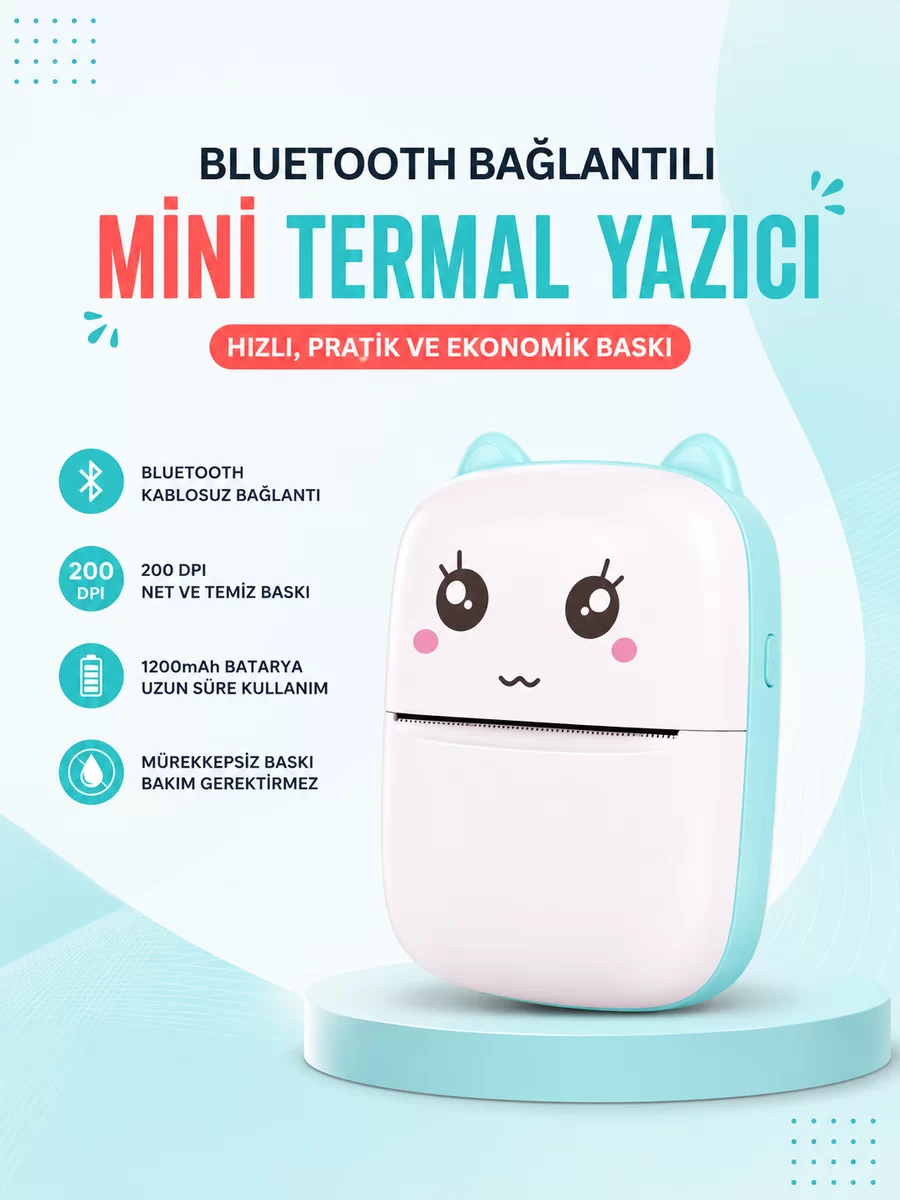 Mürekkepsiz Baskı Teknolojili Bluetooth Cep Yazıcısı 1 Mürekkepsiz Baskı Teknolojili Bluetooth Cep Yazıcısı