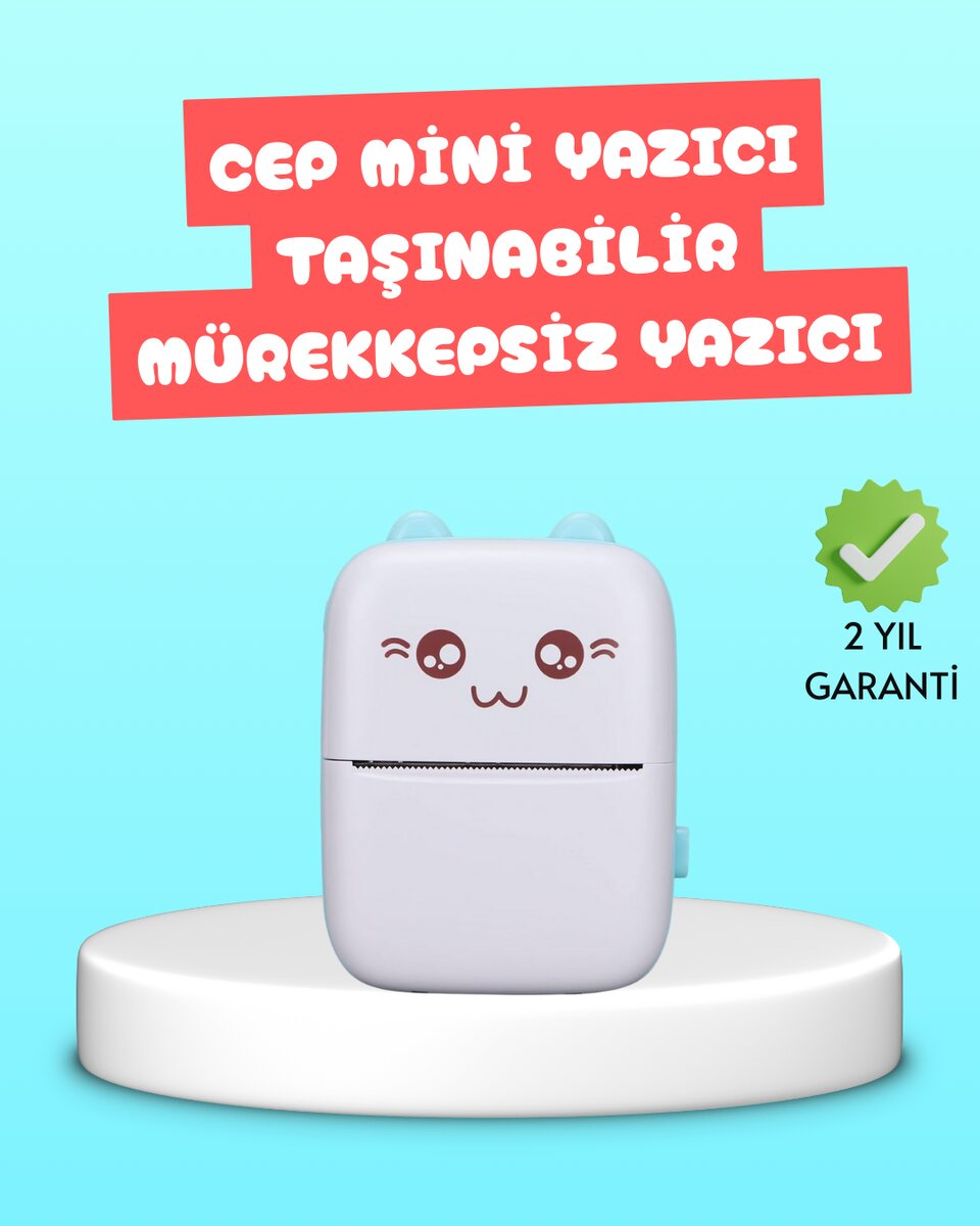 Mini Termal Yazıcı Kablosuz Taşınabilir Bluetooth Bağlantılı 200 DPI 1 Mini Termal Yazıcı Kablosuz Taşınabilir Bluetooth Bağlantılı 200 DPI