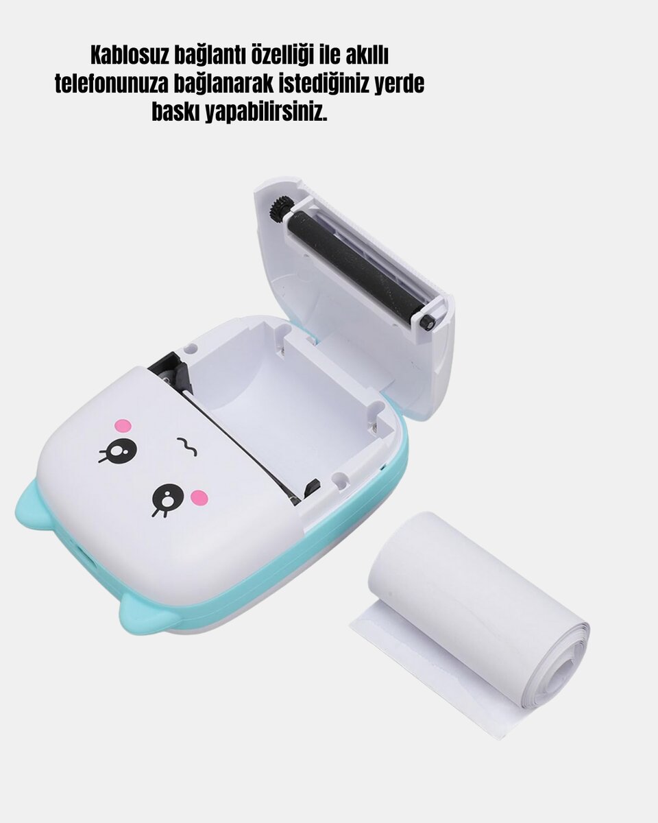 Mini Termal Yazıcı Kablosuz Taşınabilir Bluetooth Bağlantılı 200 DPI 2 Mini Termal Yazıcı Kablosuz Taşınabilir Bluetooth Bağlantılı 200 DPI - Görsel 2