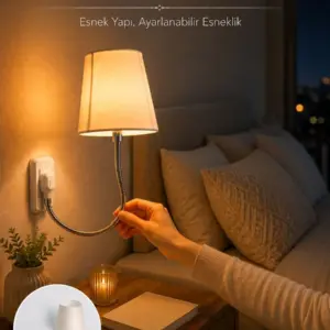 Soket Lamba Yatak Başı Işığı Ayarlanabilir Boyunlu