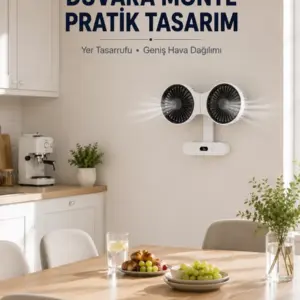 Dijital Göstergeli Çift Fan Başlıklı Masa Vantilatörü