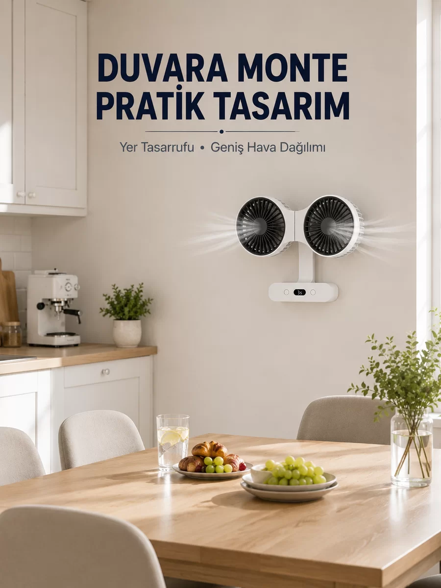 Dijital Göstergeli Çift Fan Başlıklı Masa Vantilatörü 1 Dijital Göstergeli Çift Fan Başlıklı Masa Vantilatörü