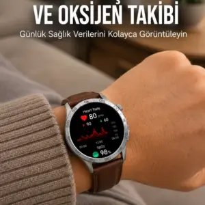 Metal Deri ve Silikon Kordonlu Çok Fonksiyonlu Akıllı Saat