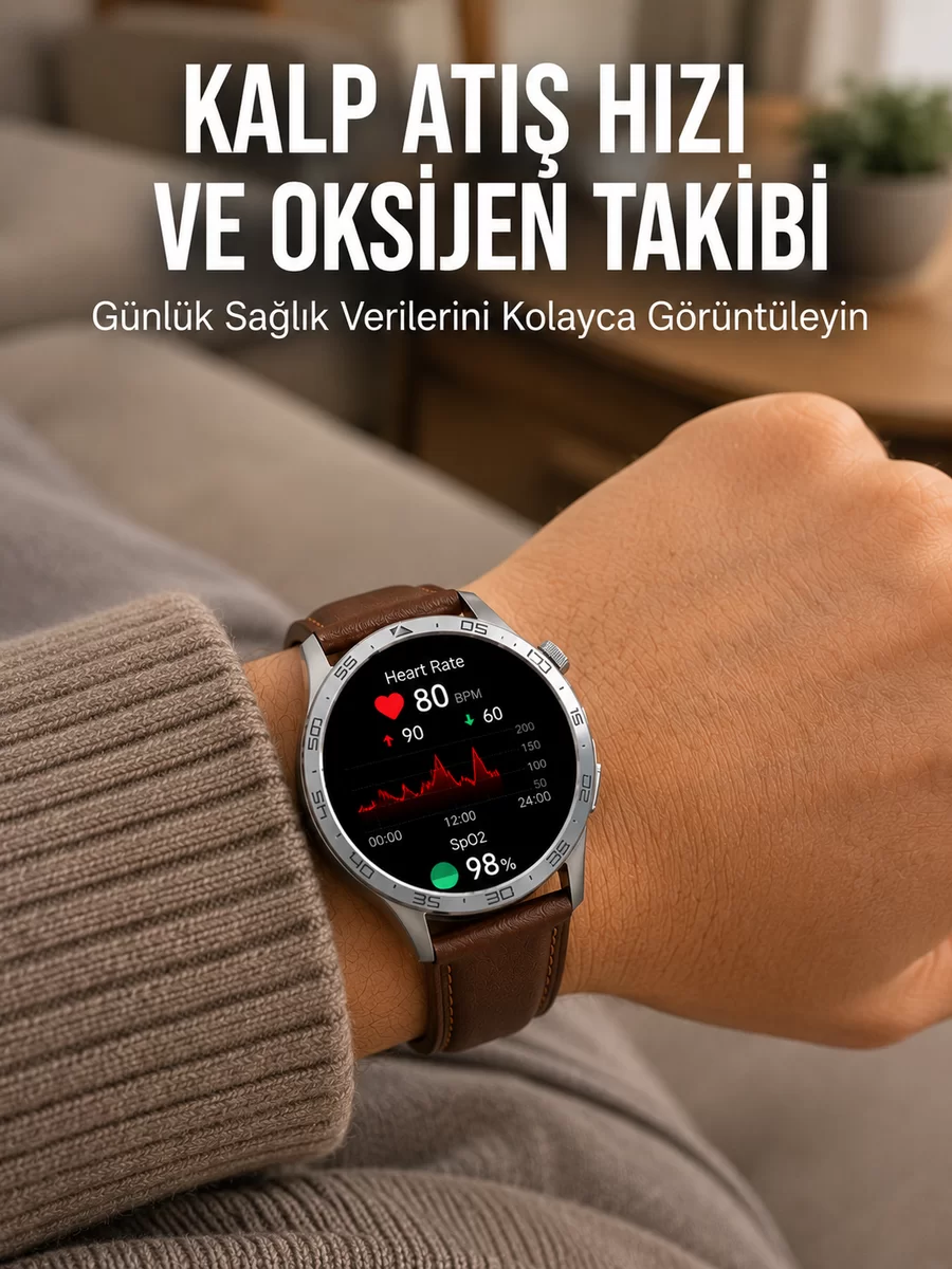 Metal Deri ve Silikon Kordonlu Çok Fonksiyonlu Akıllı Saat 1 Metal Deri ve Silikon Kordonlu Çok Fonksiyonlu Akıllı Saat