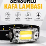 Sensör Kontrollü Şarjlı Beyaz LED Kafa Lambası ve El Feneri
