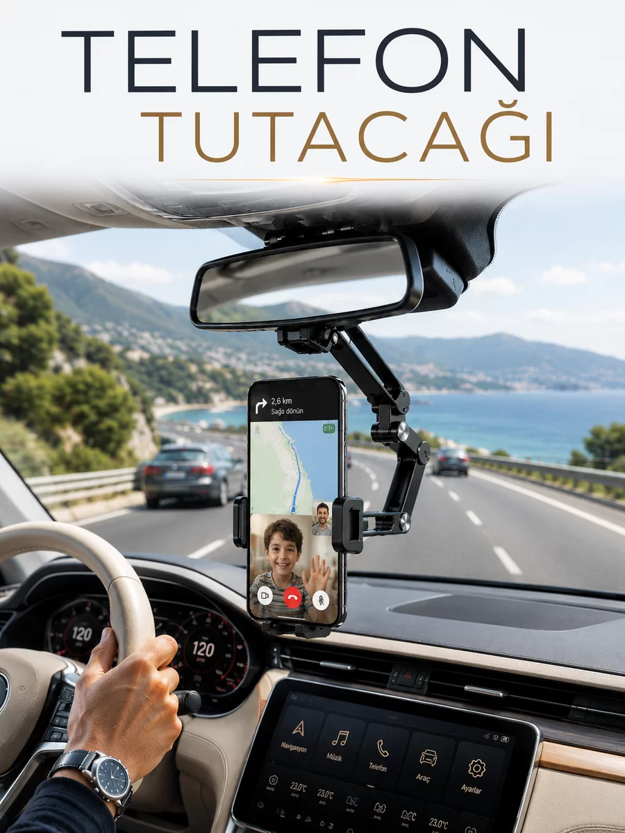 Katlanabilir Araç Telefon Tutucu Dikiz Aynasına Monte Telefon Standı 1 Katlanabilir Araç Telefon Tutucu Dikiz Aynasına Monte Telefon Standı