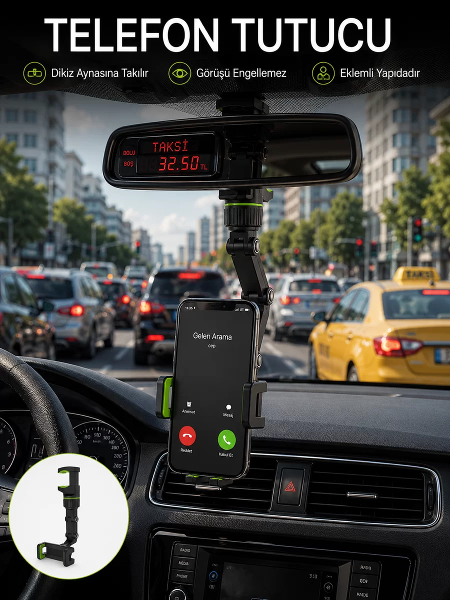 Ayarlanabilir Dikiz Aynası Telefon Tutucu Görüş Açısını Engellemeyen Araç Aparatı 1 Ayarlanabilir Dikiz Aynası Telefon Tutucu Görüş Açısını Engellemeyen Araç Aparatı